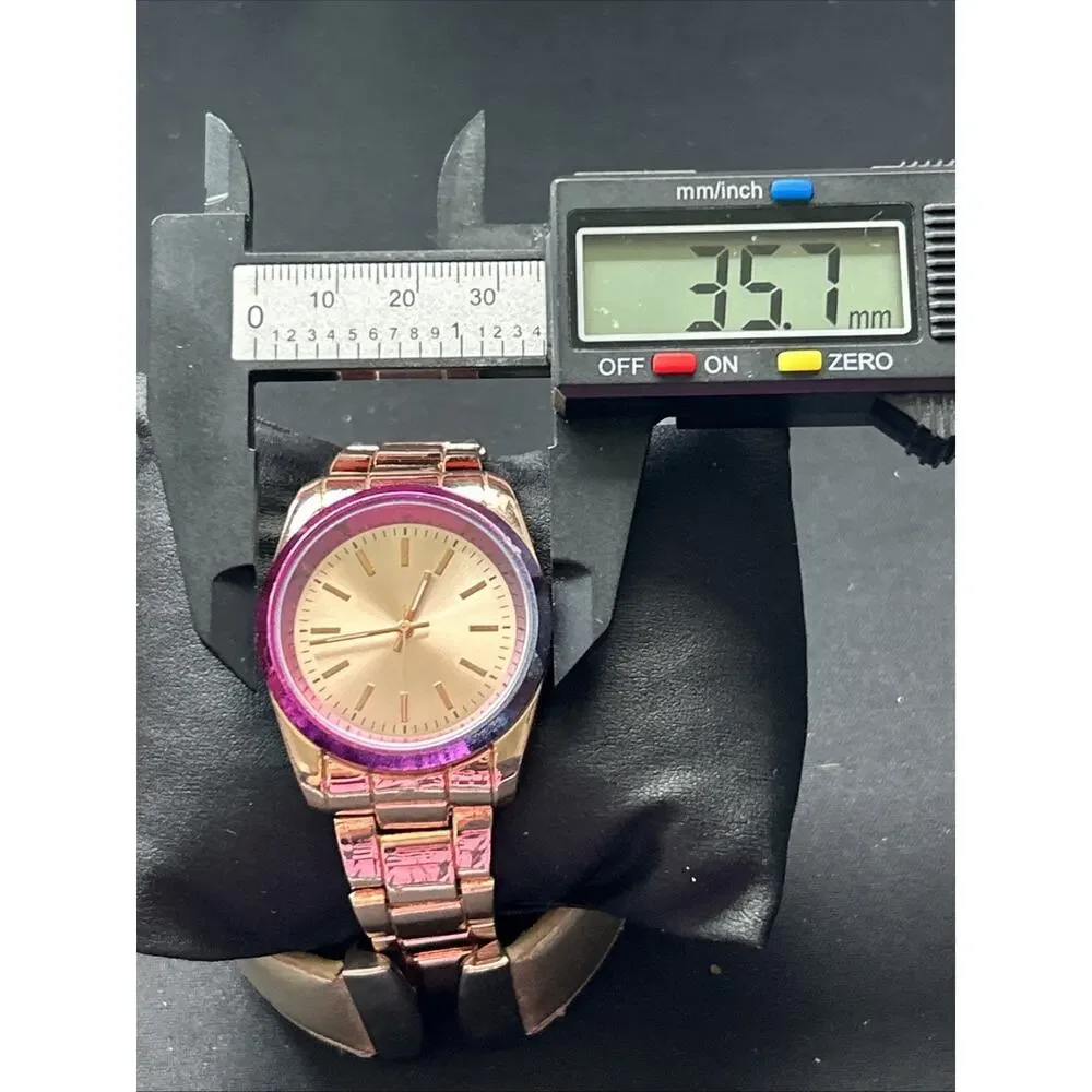 Accutime Rose Gold Tone Purple And Blue Bezel Women’s Quartz Watch